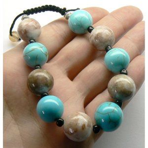 TURQUOISE & Jasper Beaded BRACELET Adjustable